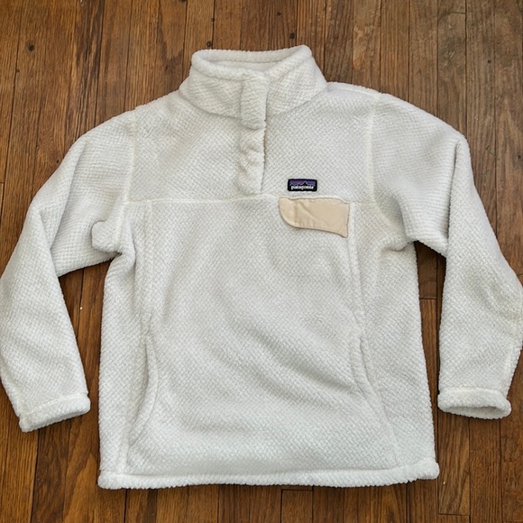 white patagonia girls fleece button up - Picture 1 of 2